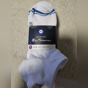 Ben Sherman Low Cut Socks 10 Pairs Men 6-12 White Gray Black w/ Foot Logo